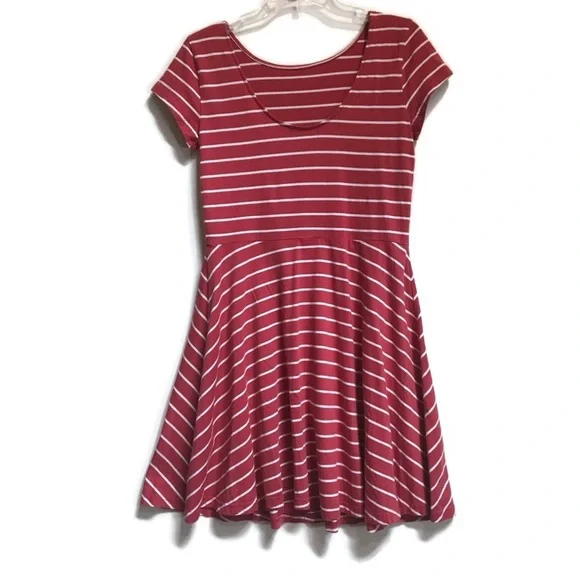 chaps short sleeve dress Chaps Mini Dress Short sleeve Striped Red White Womens size Medium